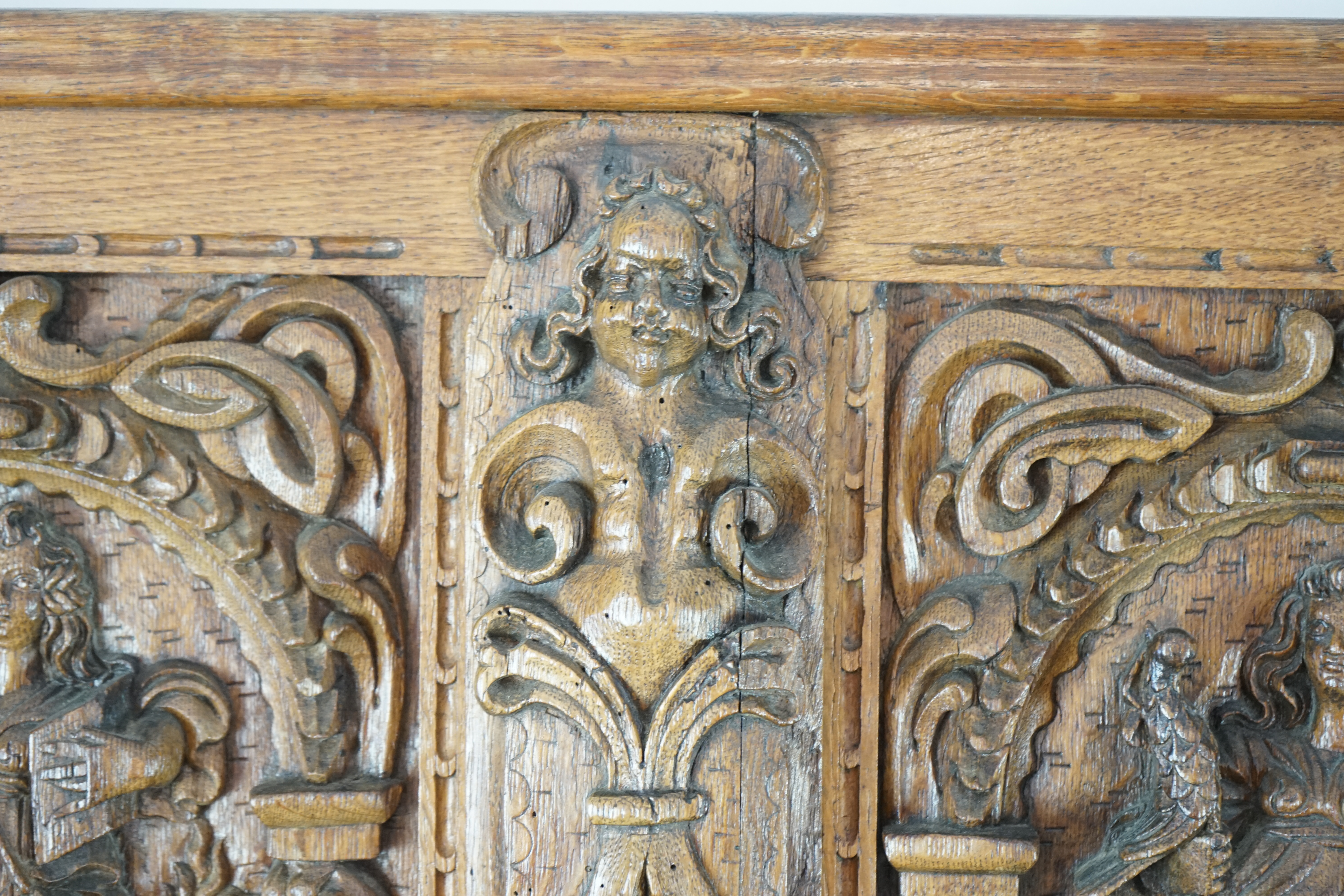 A 17th century and later Flemish carved oak panel